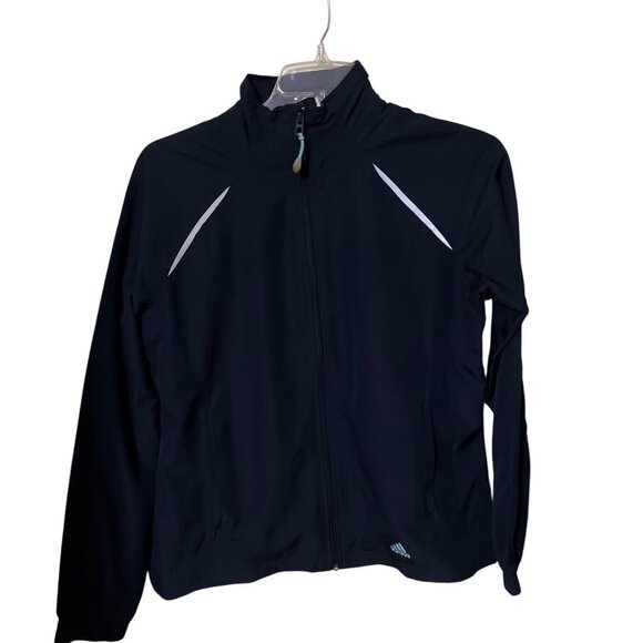 Adidas Womens Navy Full-Zip Lightweight Running Jacket  Large Athletic - Picture 1 of 9